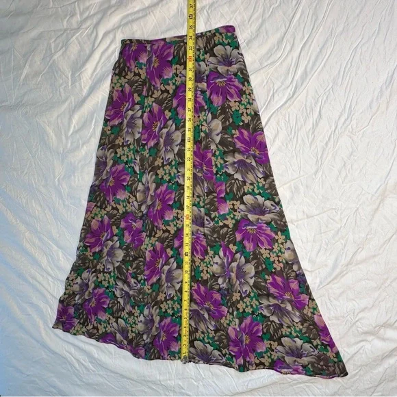 Dana Buchman 100% Silk Vintage Bias-Cut Floral Midi Skirt Size 4 Y2K Late 90s - Picture 11 of 12